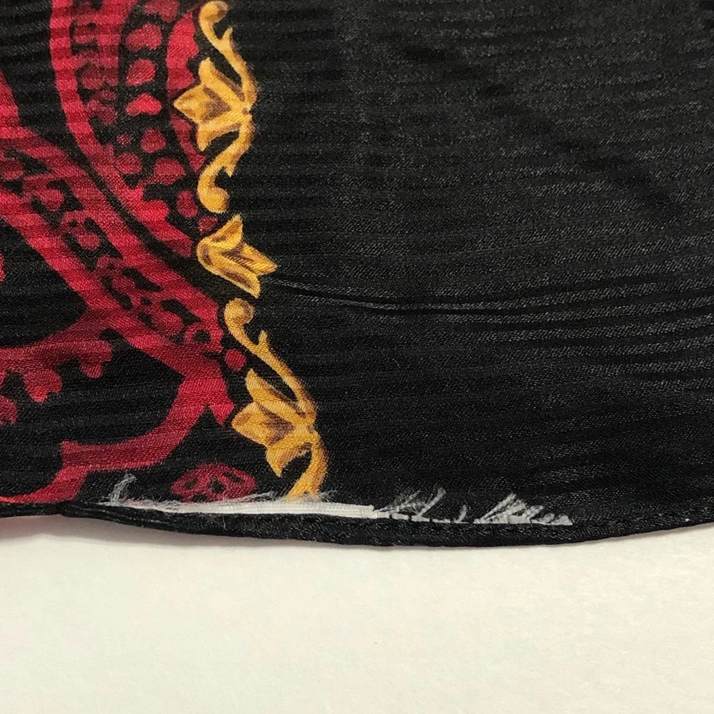 Red/Black/Gold Patterned Straight Scarf